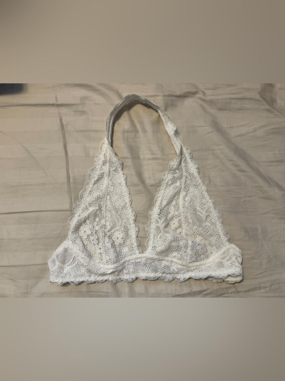 Free People White Lace Galloon Halter Bralette